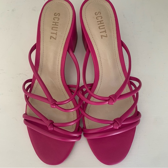 SCHUTZ Princey Leather Sandal Size 8 Hot Pink - Picture 5 of 12